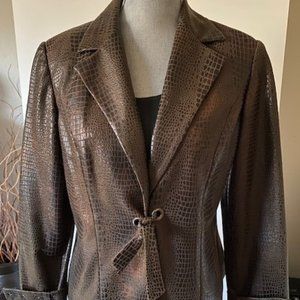 Lena Gabrielle New York Faux Alligator Blazer Jacket Women's Size 10